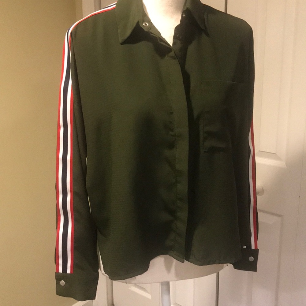 Robertson Rodeo stripe sleeve blouse